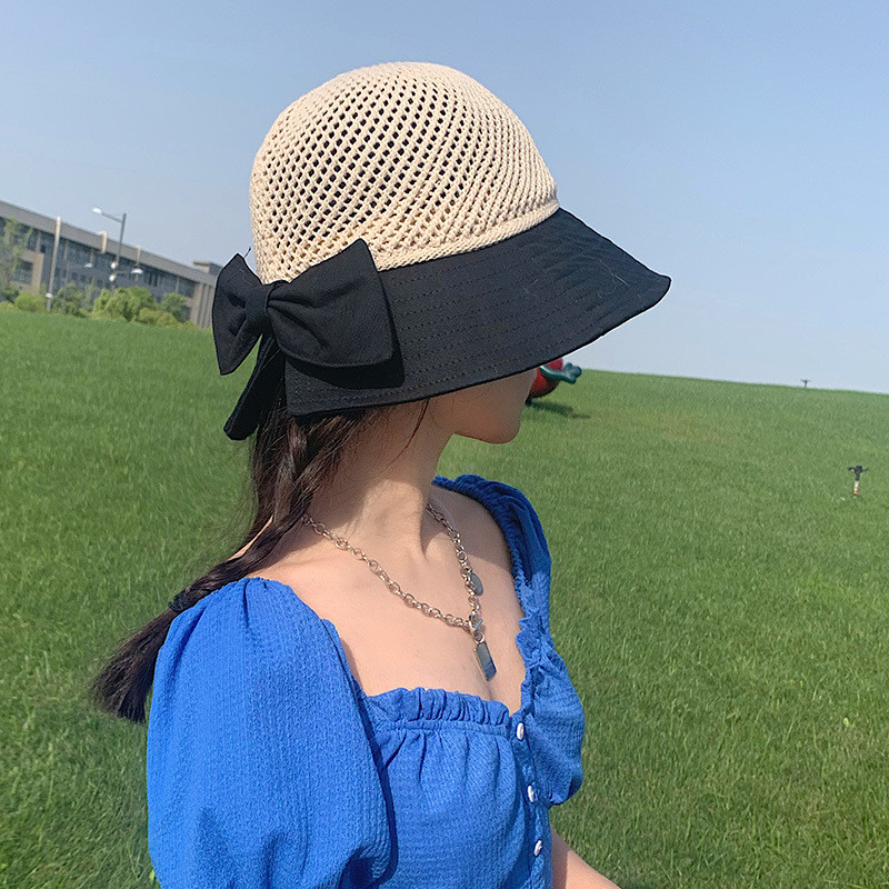 Pălării cu găleată din plasă respirabilă de vară pentru femei, șapcă Panama cu boruri largi, pliabilă, goală, șapcă de plajă, UV400