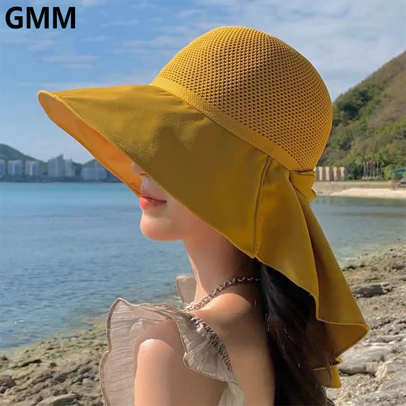 Ženske ljetne šešire za sunčanje s širokim obodom i preklopom oko vrata, modna mašna, sklopiva kapa za plažu protiv UV zraka, biciklizam na otvorenom, planinarenje, šešir
