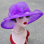 1Pcs Γυναικεία Organza Fedoras Kentucky Derby Wide Brim Wedding Church Casasional καπέλα