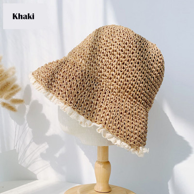 2021. Novi ljetni slamnati šeširi za žene Retro čipkasti šešir s obodom Ručno izrađen slamnati šešir Ženska kapa za sunčanje na otvorenom Slamnati šešir za plažu besplatna dostava