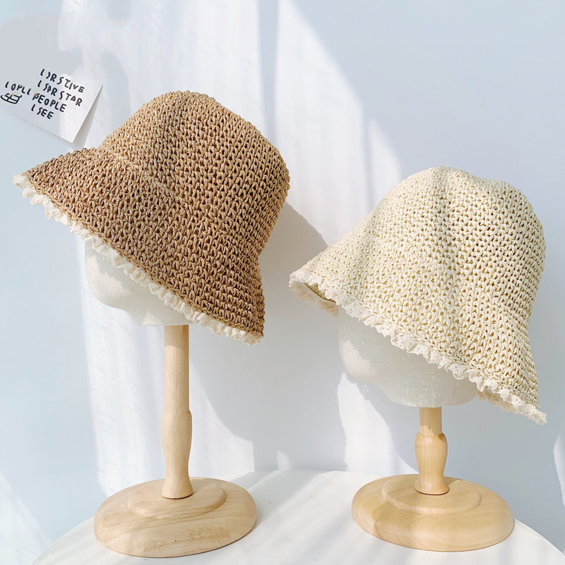 2021. Novi ljetni slamnati šeširi za žene Retro čipkasti šešir s obodom Ručno izrađen slamnati šešir Ženska kapa za sunčanje na otvorenom Slamnati šešir za plažu besplatna dostava