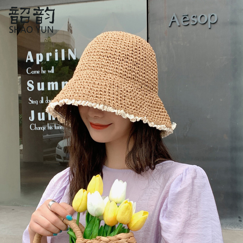 2021. Novi ljetni slamnati šeširi za žene Retro čipkasti šešir s obodom Ručno izrađen slamnati šešir Ženska kapa za sunčanje na otvorenom Slamnati šešir za plažu besplatna dostava
