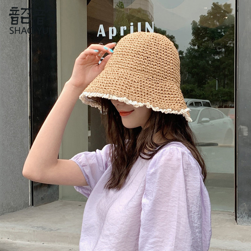 2021. Novi ljetni slamnati šeširi za žene Retro čipkasti šešir s obodom Ručno izrađen slamnati šešir Ženska kapa za sunčanje na otvorenom Slamnati šešir za plažu besplatna dostava
