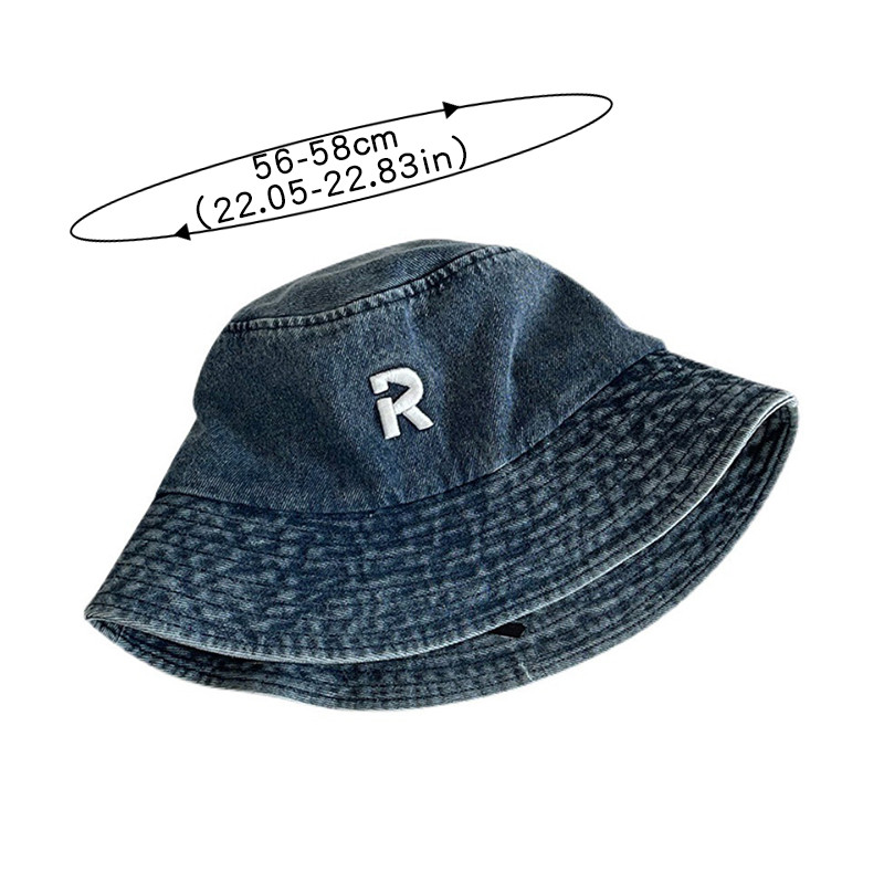 Modni traper šešir s vezom od slova R, uniseks, isprani pamuk, za vanjske prilike, široki obodi, kape za sunčanje, putne panama kape