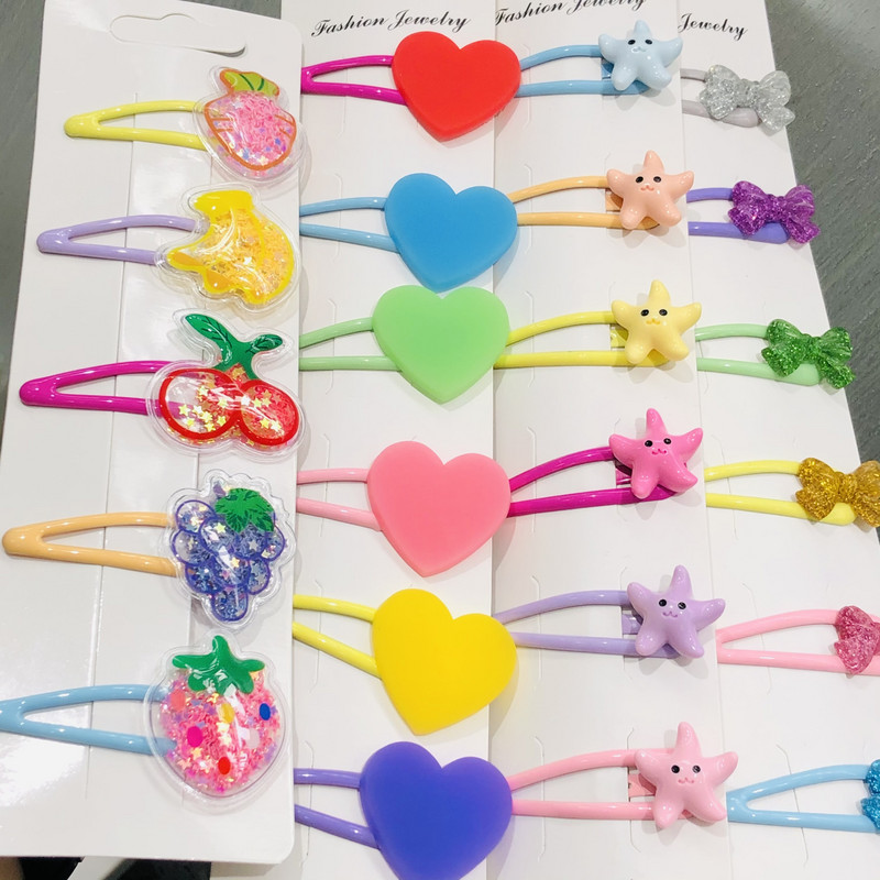 5/6 bucăți/set agrafe de păr colorate cu inimă de dragoste pentru fete agrafe de păr dulce agrafe accesorii de păr la modă pentru copii