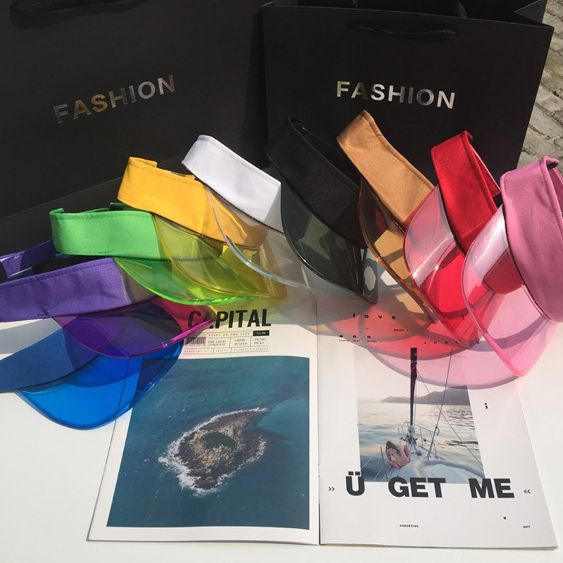 Ljetni šešir sa šiltom za sunce Ženski plastični šeširi s velikim obodom Candy Ležerne kape otporne na vjetar Prozirne kape s UV zaštitom od sunca