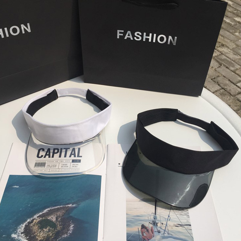 Ljetni šešir sa šiltom za sunce Ženski plastični šeširi s velikim obodom Candy Ležerne kape otporne na vjetar Prozirne kape s UV zaštitom od sunca