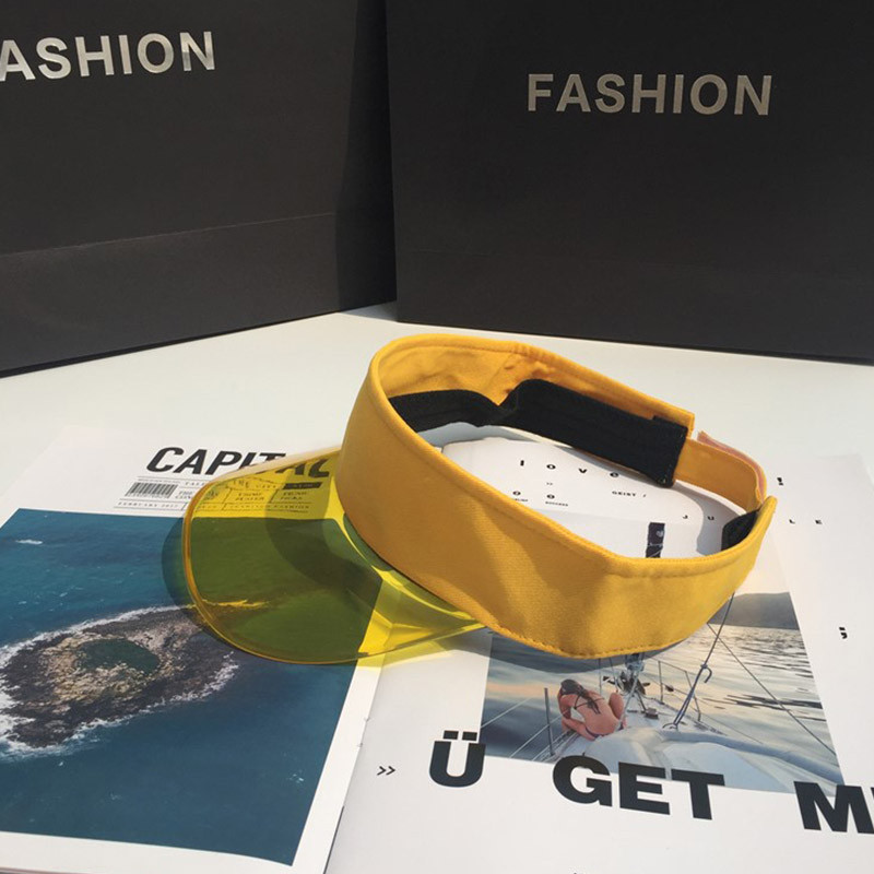 Ljetni šešir sa šiltom za sunce Ženski plastični šeširi s velikim obodom Candy Ležerne kape otporne na vjetar Prozirne kape s UV zaštitom od sunca