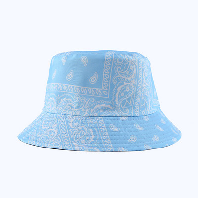 Bandana Print Bucket Kepurės Moteriškos Vyriškos Paisley Bucket Kepurės Kvėpuojančios Vasarinės apverčiamos plačiabrylės žvejo kepuraitės 2021 m. Nauja