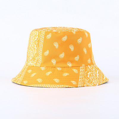 Bandana Print Bucket Kepurės Moteriškos Vyriškos Paisley Bucket Kepurės Kvėpuojančios Vasarinės apverčiamos plačiabrylės žvejo kepuraitės 2021 m. Nauja