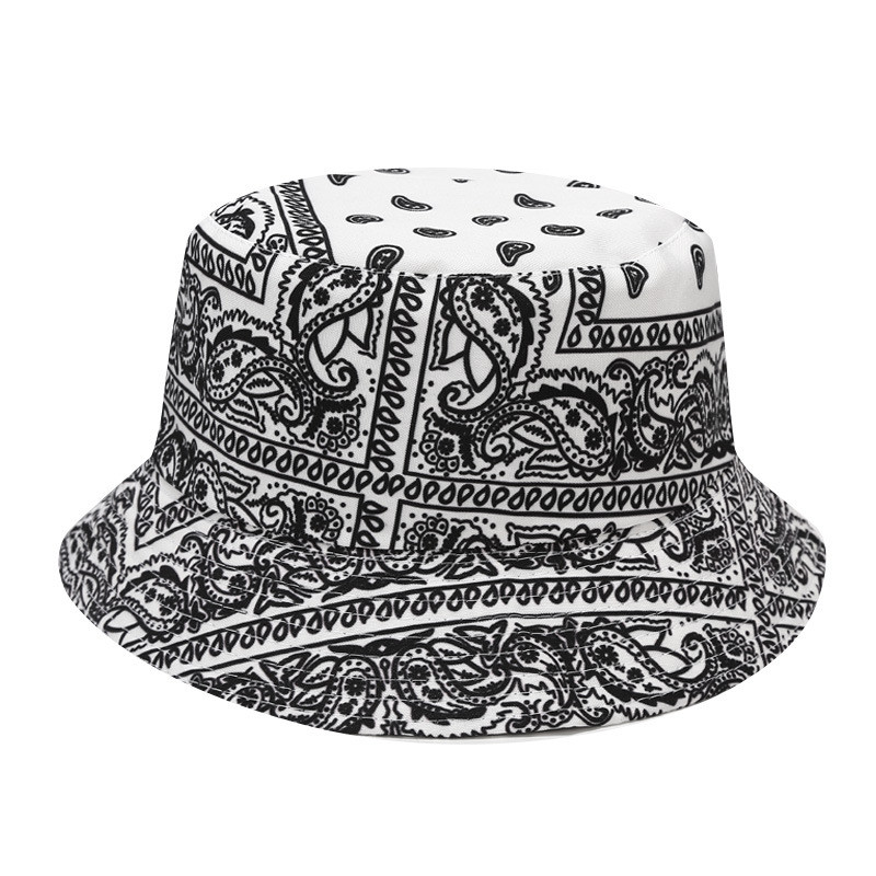 Bandana Print Bucket Kepurės Moteriškos Vyriškos Paisley Bucket Kepurės Kvėpuojančios Vasarinės apverčiamos plačiabrylės žvejo kepuraitės 2021 m. Nauja