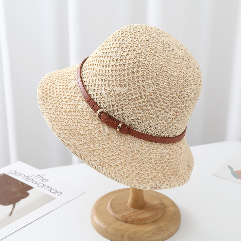 Vintažinės moteriškos nuo saulės Fedora kepurės šiaudinė kepurė Reguliuojama retro auksinė pinta skrybėlė Moteriška skrybėlė nuo saulės Plokščiu dangteliu Apsauginė kepurė moterims