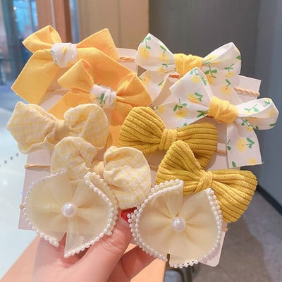 10 bucăți benzi de păr elastice cu papion din desene animate pentru fete, copii drăguț, la modă, scrunchie de păr, coadă de cal, bretele, cravate, accesorii de păr
