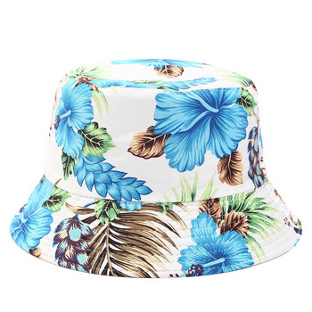 Vintage Flower Print Bucket Γυναικείο Καπέλο Ψαρά Καπέλο Καλοκαιρινός Καπέλα Παραλίας Αναστρέψιμα Καπέλα ψαρέματος για γυναίκες