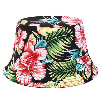 Vintage Flower Print Bucket Γυναικείο Καπέλο Ψαρά Καπέλο Καλοκαιρινός Καπέλα Παραλίας Αναστρέψιμα Καπέλα ψαρέματος για γυναίκες