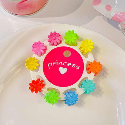 10 db/Szett Kislányok Aranyos Színek Rajzfilm Virágos Csíptetős Hajtűk Gyerekek Kedves Édes Haj Karmok Gyerekek Hajkiegészítők