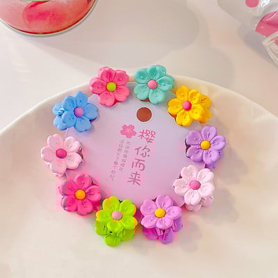 10 db/Szett Kislányok Aranyos Színek Rajzfilm Virágos Csíptetős Hajtűk Gyerekek Kedves Édes Haj Karmok Gyerekek Hajkiegészítők