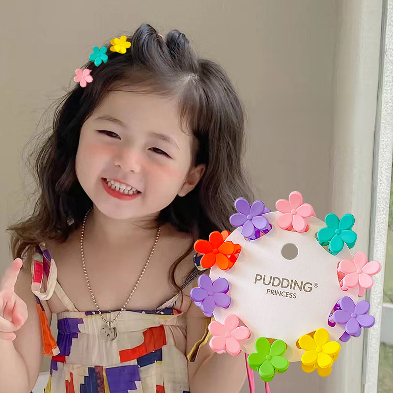 10 db/Szett Kislányok Aranyos Színek Rajzfilm Virágos Csíptetős Hajtűk Gyerekek Kedves Édes Haj Karmok Gyerekek Hajkiegészítők