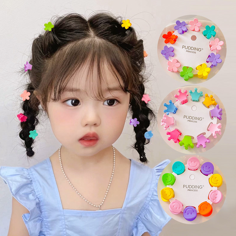 10 db/Szett Kislányok Aranyos Színek Rajzfilm Virágos Csíptetős Hajtűk Gyerekek Kedves Édes Haj Karmok Gyerekek Hajkiegészítők