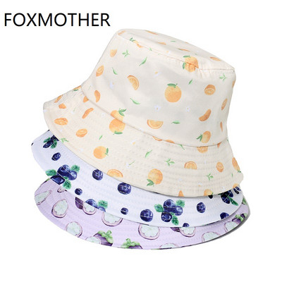 FOXMOTHER Νέα μόδα Gorros Panama Καπέλα για τον ήλιο Πορτοκαλί Blueberry Mangosteen Καπέλα με μοτίβο φρούτων για γυναίκες