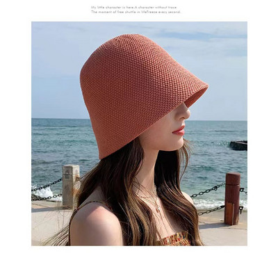 Visrover 6 culori pălării de găleată pentru femei pălărie de vară frânghie de soare Panama pălării pliabile în aer liber pentru plajă cu protecție solară șepci de pescar Harajuku