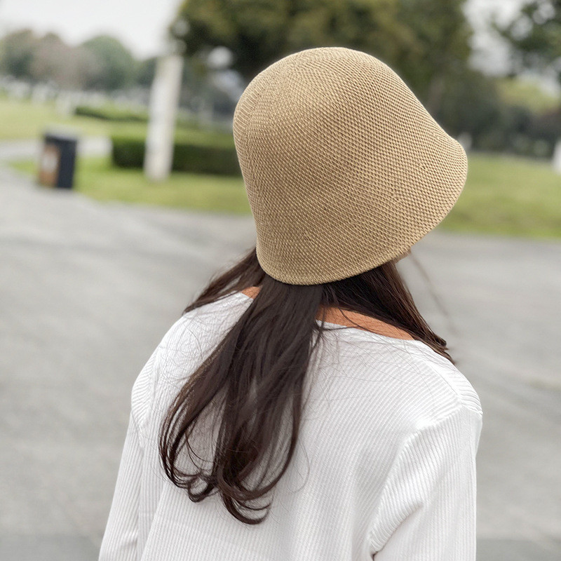 Visrover 6 culori pălării de găleată pentru femei pălărie de vară frânghie de soare Panama pălării pliabile în aer liber pentru plajă cu protecție solară șepci de pescar Harajuku