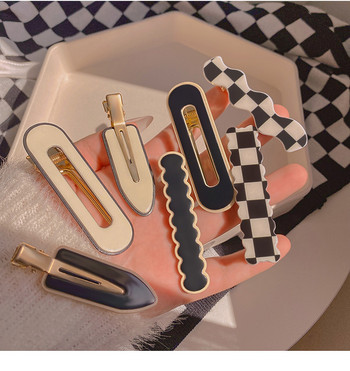 2 τεμ. Vintage Duckbill Hair Clip Χονδρικό μοτίβο σκακιέρας BB Barrettes DIY Crafts Hairgrip για κορίτσια Αξεσουάρ για τα μαλλιά φουρκέτα