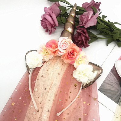 1kom dječja traka za glavu, mrežasta čipka s kićankama duginih boja za dotjerivanje djevojčice, izuzetni dodaci za kosu, cvijeće, veleprodaja