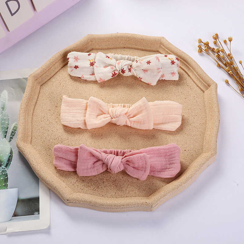 3 kom./lot, dječja traka za kosu s čvorom i trakom za kosu za novorođenče Muslin pamučna elastična traka Dodaci za kosu za dojenčad Poklon za tuširanje djeteta
