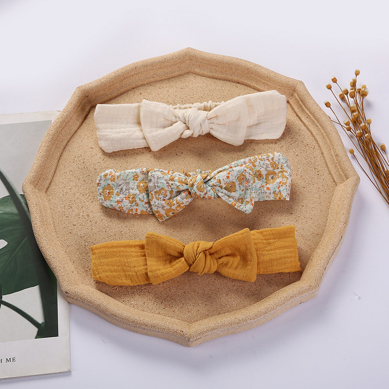 3 kom./lot, dječja traka za kosu s čvorom i trakom za kosu za novorođenče Muslin pamučna elastična traka Dodaci za kosu za dojenčad Poklon za tuširanje djeteta