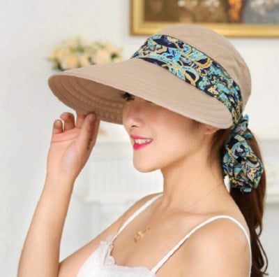 Pălărie de soare pentru femei de marcă nouă, căciulă de soare pliabilă de vară, șapcă mare de plajă, anti-uv, pălărie de vară, pălărie de soare de modă, pălărie pentru femei