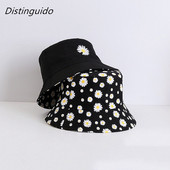 Pamučni dvostrani ribarski šešir s tratinčicama Ženska zaštita od zasjenjenja, velika streha i umjetnička kapa za sunčanje na otvorenom, HT001