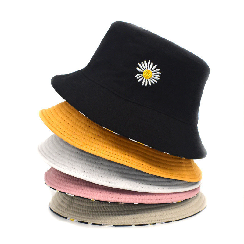 Pamučni dvostrani ribarski šešir s tratinčicama Ženska zaštita od zasjenjenja, velika streha i umjetnička kapa za sunčanje na otvorenom, HT001