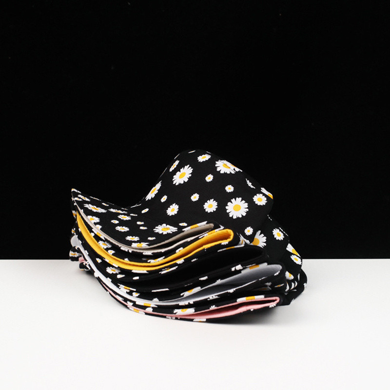 Pamučni dvostrani ribarski šešir s tratinčicama Ženska zaštita od zasjenjenja, velika streha i umjetnička kapa za sunčanje na otvorenom, HT001