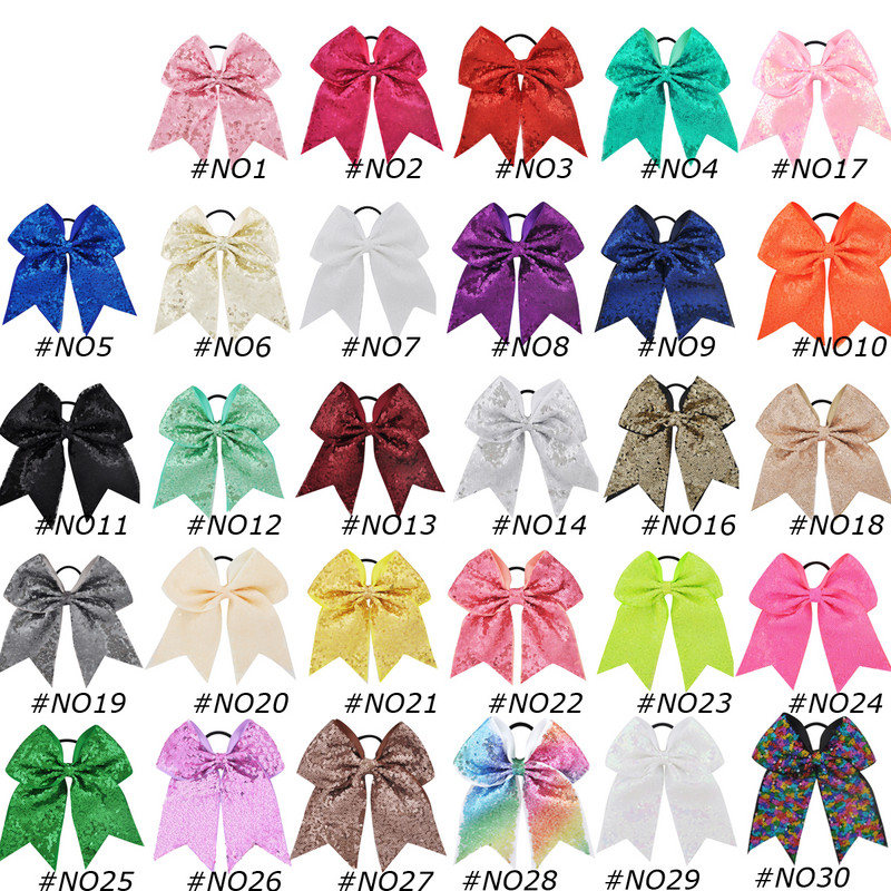 Arc pentru majorete cu paiete pentru fete de 8 inch, benzi elastice de păr din grosgrain, fundă de păr, pentru copii, copii, femei, accesorii de păr