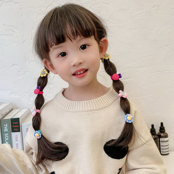 Κορίτσια χαριτωμένα κινούμενα σχέδια λουλούδι δαχτυλίδι αντίχειρα Scrunchies λαστιχάκια Παιδικά γλυκά λουράκια μαλλιών Παιδικά αξεσουάρ για τα μαλλιά