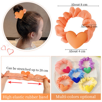 2022 Παιδιά Χαριτωμένα Χρώματα Ακρυλικά Καρδιά Scrunchies Λαστιχένια Κορίτσια Υπέροχες γλυκές ελαστικές λωρίδες μαλλιών Παιδικά αξεσουάρ μαλλιών