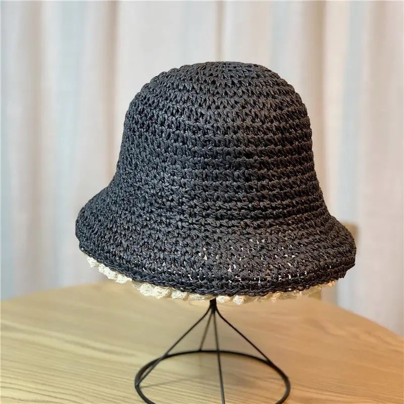 Modni novi ljetni slamnati šeširi za žene 2023. Retro čipkani šešir s obodom Ručno izrađen slamnati šešir Ženska kapa za sunčanje na otvorenom Poklon za plažu