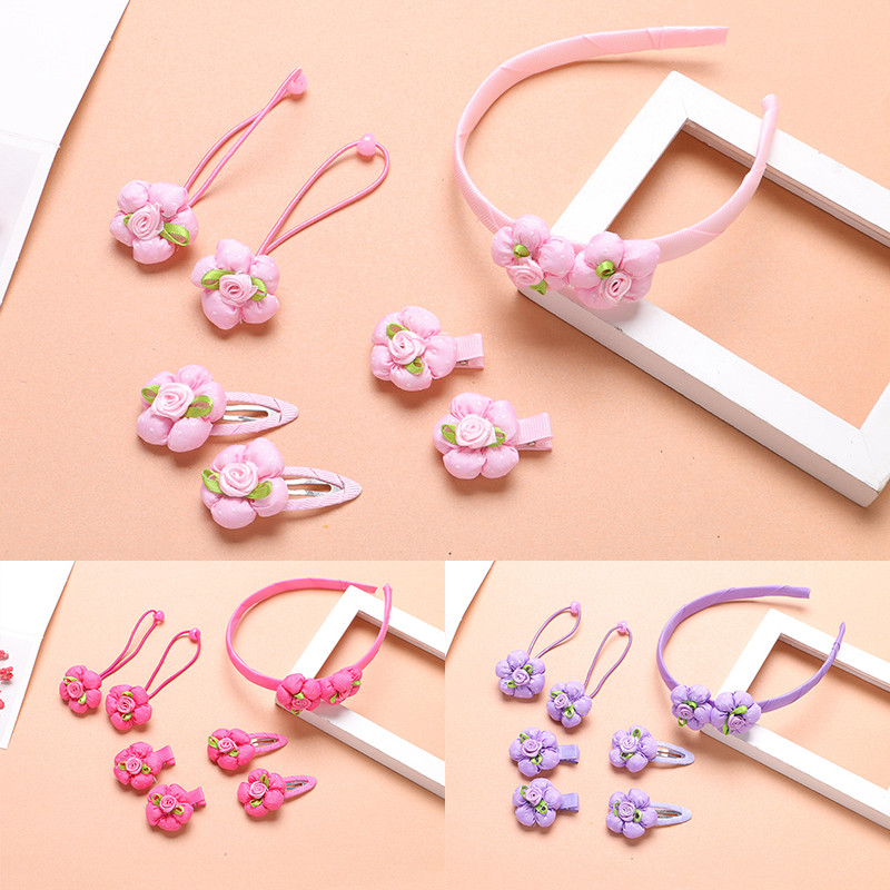 7 db/Szett Elasztikus Hajpánt Gyerek Aranyos Hajtűk Gyerek Virágok Hajkapcsok Lányok Fejfedők Hercegnős Fejdísz Haj Kiegészítők
