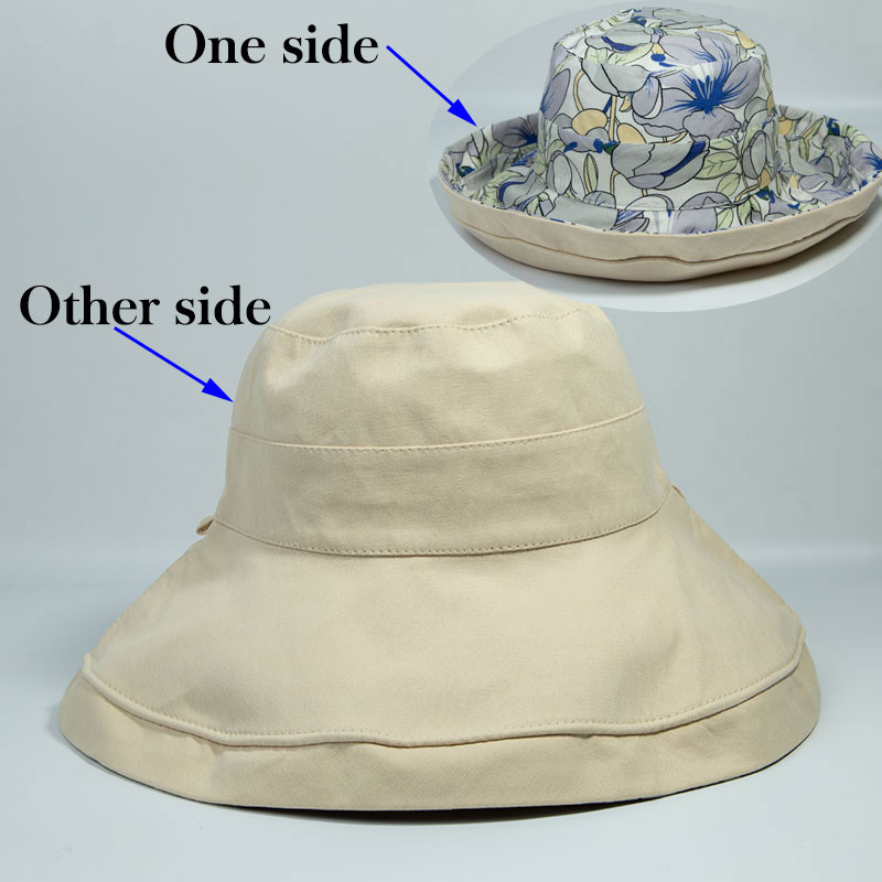 2023. Proljeće Ljeto Print Reverzibilni šešir za sunčanje i plažu Ženska djevojka Putovanje na otvorenom, Odmor, ribarska kapa Široki obod Šešir sa šiltom od 12,5 cm