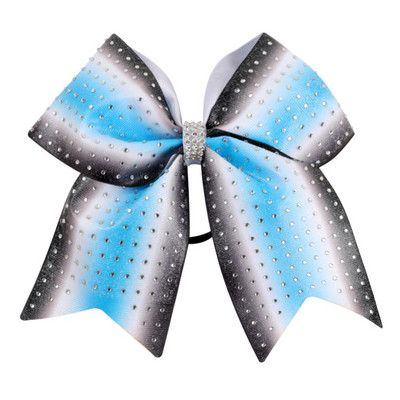 NAUJAS Diamond Cheer Bow Mėlyna Balta Vaikų Cheerleading šokių plaukų lankelis 7,5 colio plaukų lankas su elastinėmis guminėmis juostomis