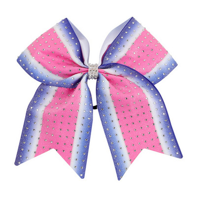 NAUJAS Diamond Cheer Bow Mėlyna Balta Vaikų Cheerleading šokių plaukų lankelis 7,5 colio plaukų lankas su elastinėmis guminėmis juostomis