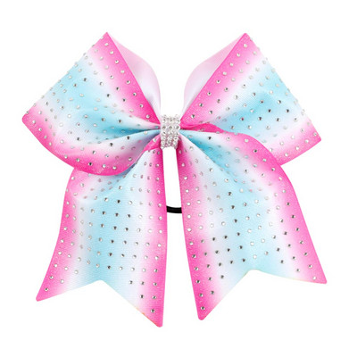 NAUJAS Diamond Cheer Bow Mėlyna Balta Vaikų Cheerleading šokių plaukų lankelis 7,5 colio plaukų lankas su elastinėmis guminėmis juostomis