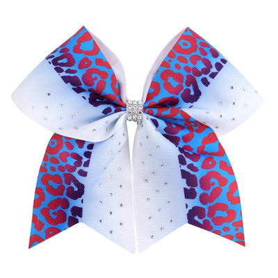 NAUJAS Diamond Cheer Bow Mėlyna Balta Vaikų Cheerleading šokių plaukų lankelis 7,5 colio plaukų lankas su elastinėmis guminėmis juostomis