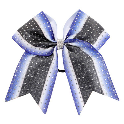 NAUJAS Diamond Cheer Bow Mėlyna Balta Vaikų Cheerleading šokių plaukų lankelis 7,5 colio plaukų lankas su elastinėmis guminėmis juostomis