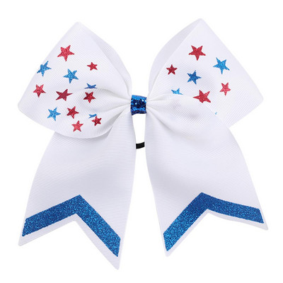 NAUJAS Diamond Cheer Bow Mėlyna Balta Vaikų Cheerleading šokių plaukų lankelis 7,5 colio plaukų lankas su elastinėmis guminėmis juostomis