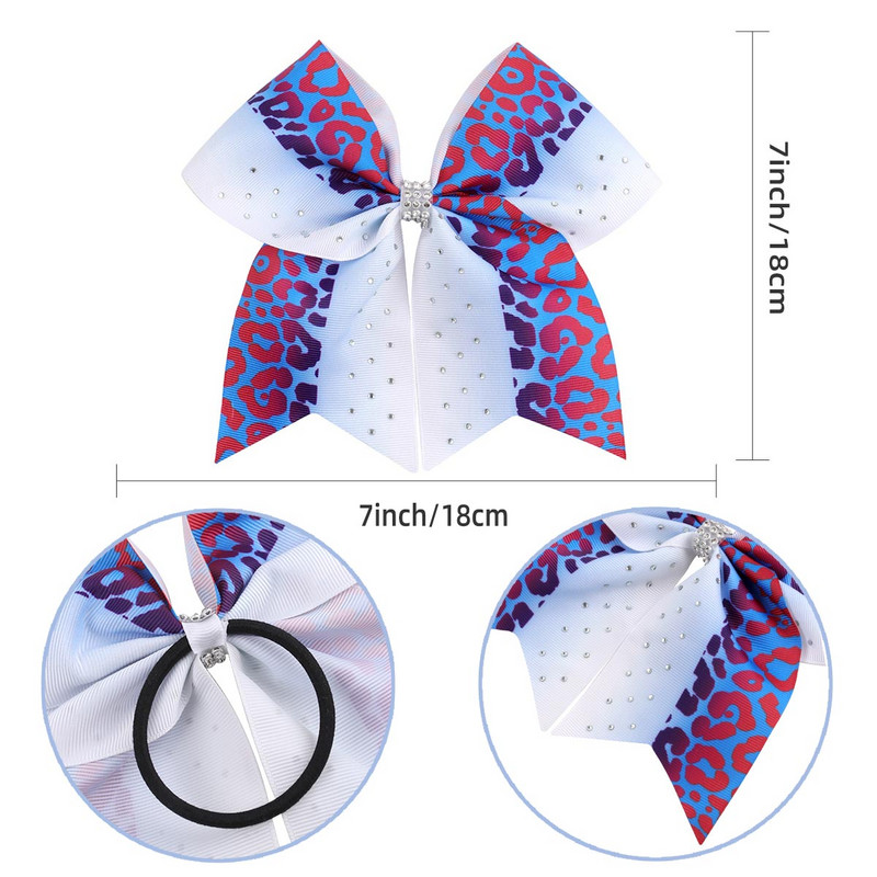 NAUJAS Diamond Cheer Bow Mėlyna Balta Vaikų Cheerleading šokių plaukų lankelis 7,5 colio plaukų lankas su elastinėmis guminėmis juostomis