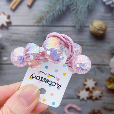 Prekrasna iluzorna mašna s mjehurićima u boji za djevojčice, elastične trake za kosu, uže za kosu, praskava perla Moños Para Cabello Niña dodaci za kosu za djevojčice