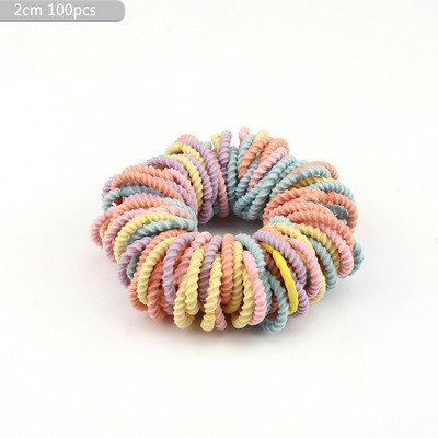100 vnt/Lot Girl Maža guminė juostelė sustorėjusi plaukų žiedas spiralinė elastinė plaukų virvė Korėjietiška nykščio žiedo galvutės virvelė Vaikų plaukų aksesuarai
