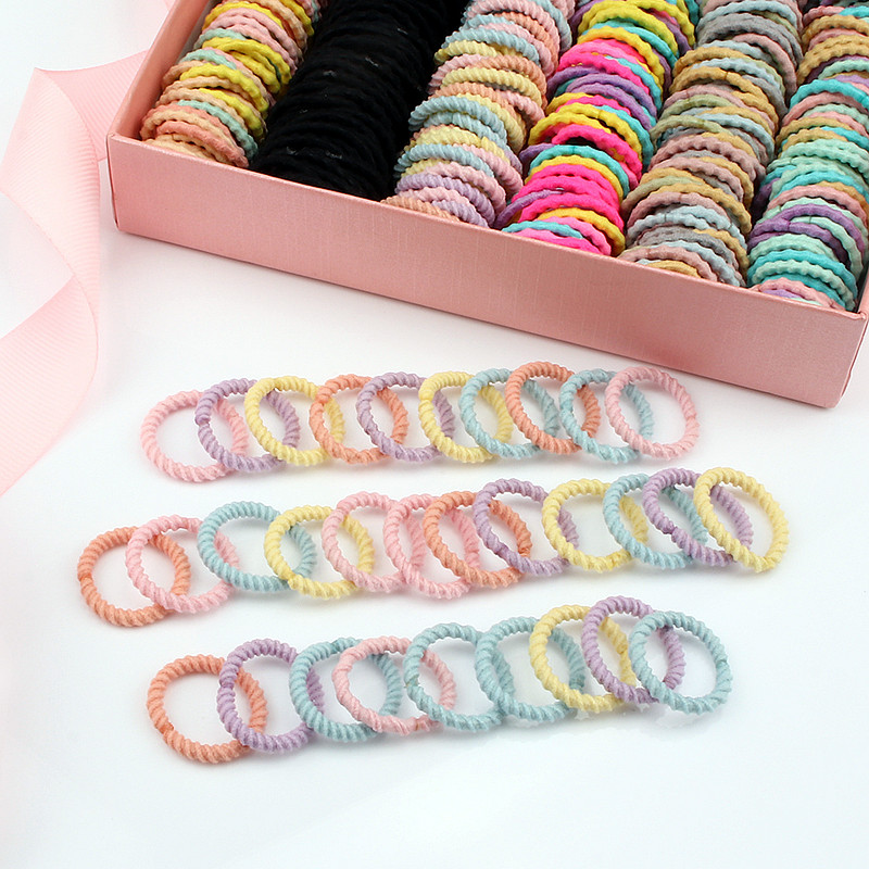 100 vnt/Lot Girl Maža guminė juostelė sustorėjusi plaukų žiedas spiralinė elastinė plaukų virvė Korėjietiška nykščio žiedo galvutės virvelė Vaikų plaukų aksesuarai